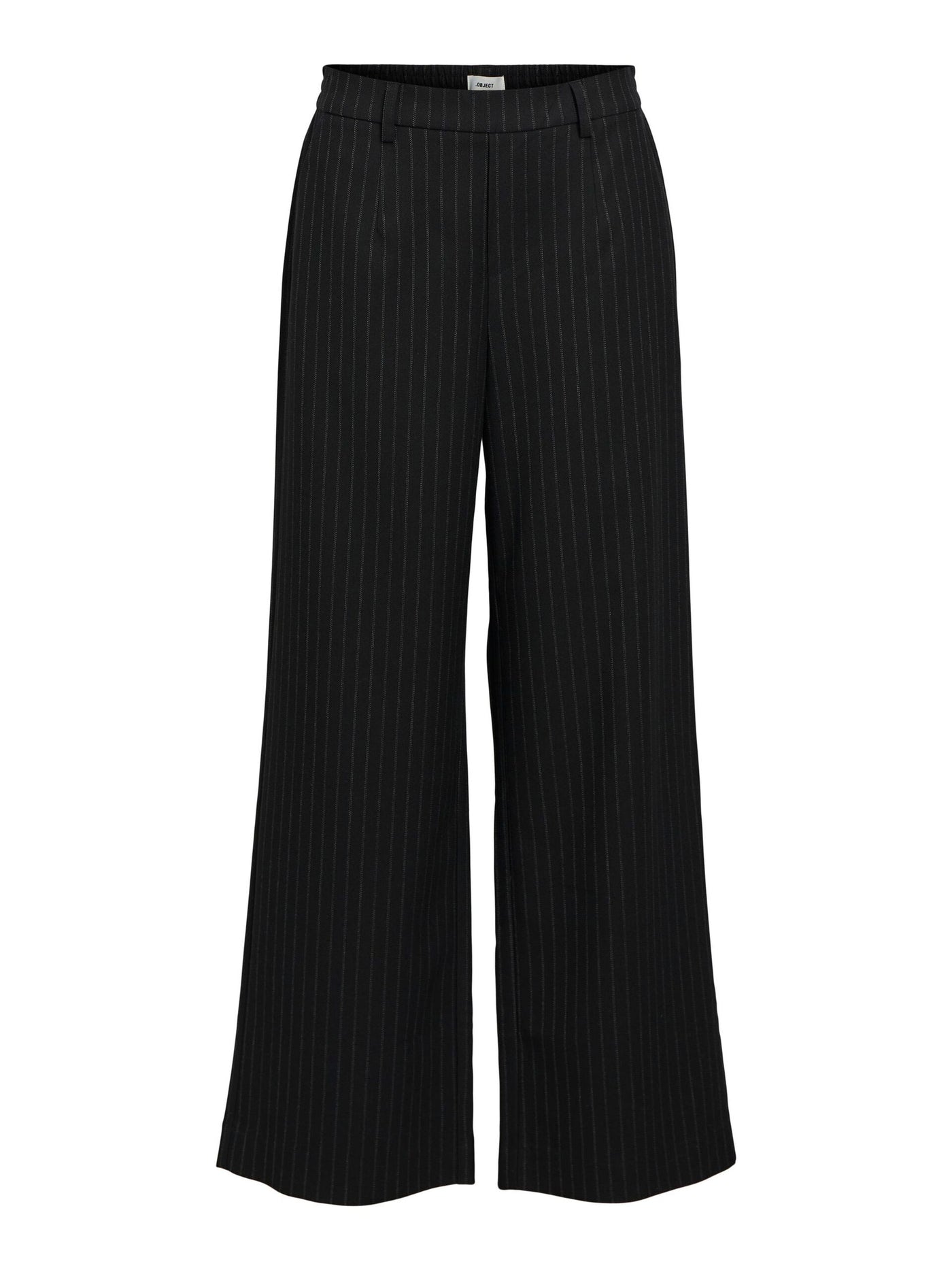 ObjLisa Wide Leg Trousers Black/Grey Pinstripes