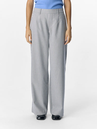 ObjLisa Wide Trousers Cloud Dancer/Sky Captain Stripes