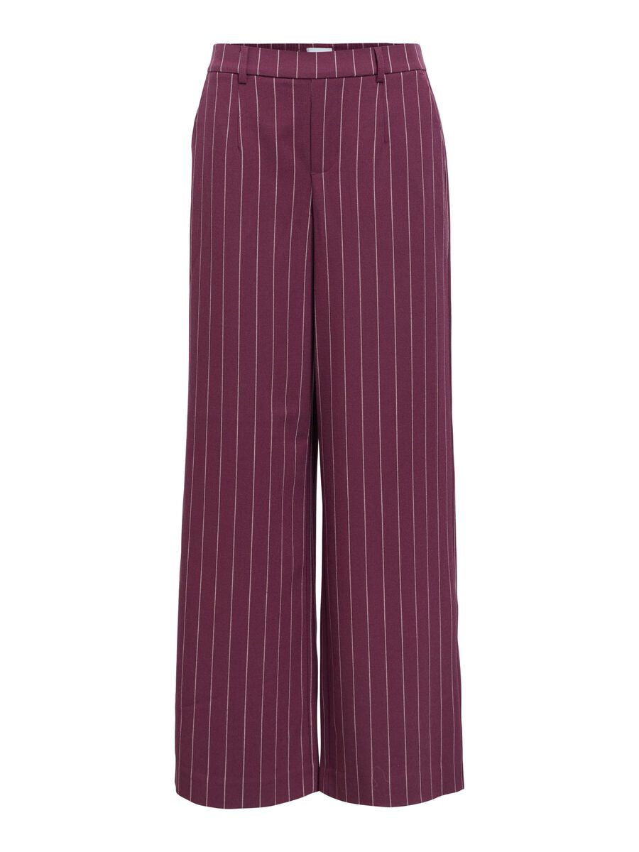 ObjLisa Wide Leg Trousers Mauve Wine/Pink Lady Pinstripes