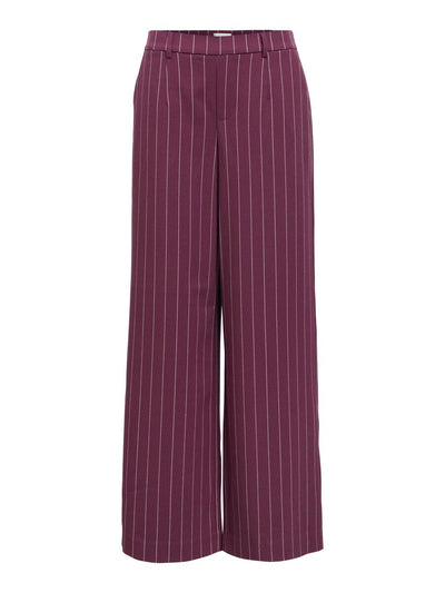 ObjLisa Wide Leg Trousers Mauve Wine/Pink Lady Pinstripes