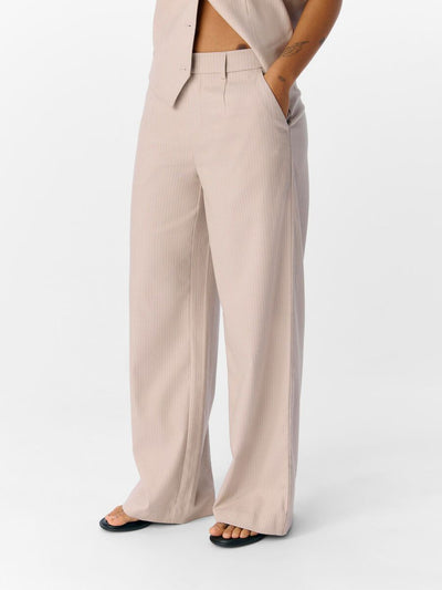 ObjLisa Wide Trousers Sandshell/Cloud Dancer