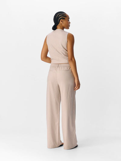 ObjLisa Wide Trousers Sandshell/Cloud Dancer