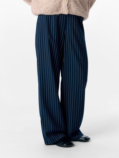 ObjLisa Wide Trousers Sky Captain/Sandshell Stripes
