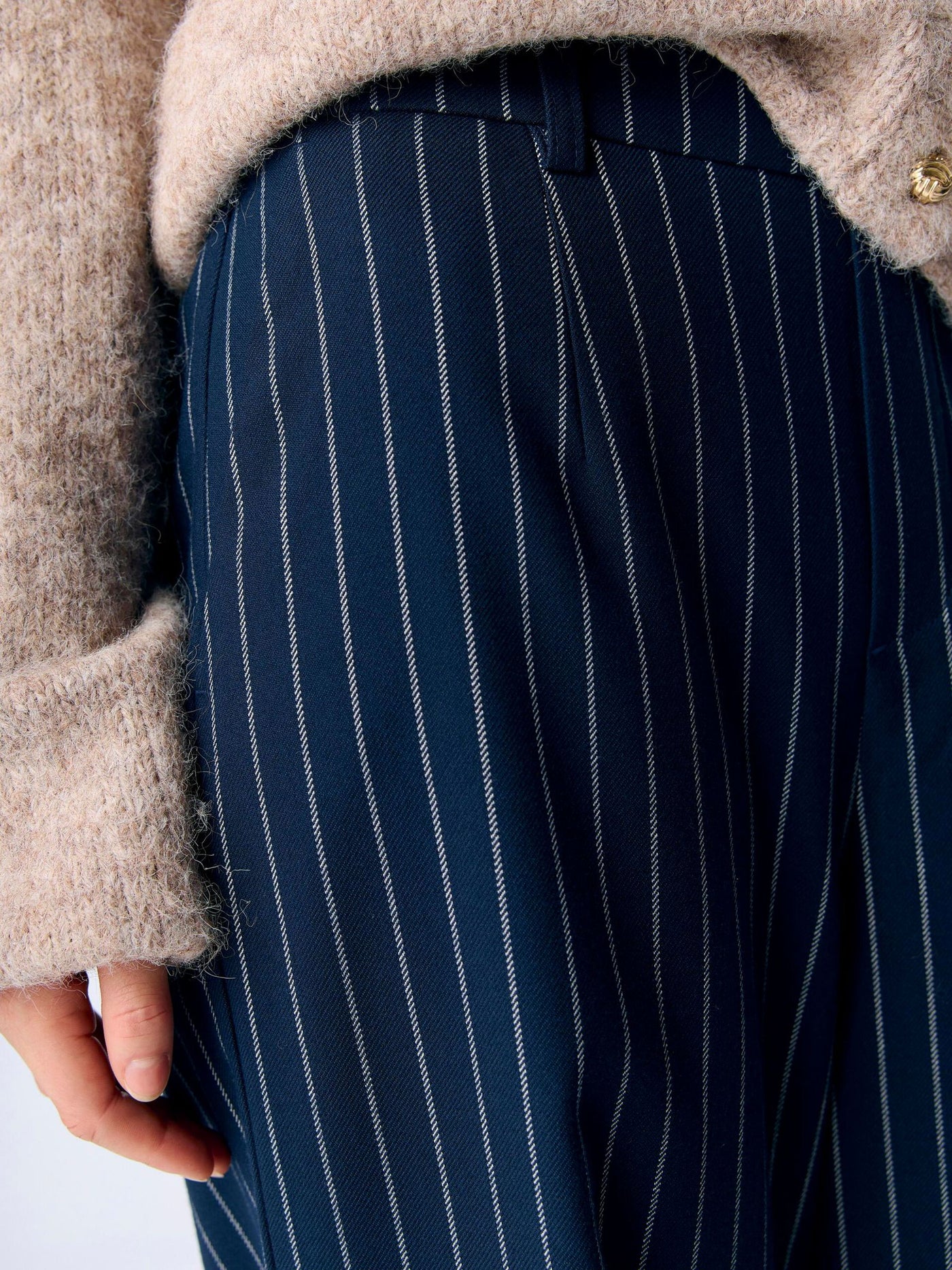 ObjLisa Wide Trousers Sky Captain/Sandshell Stripes