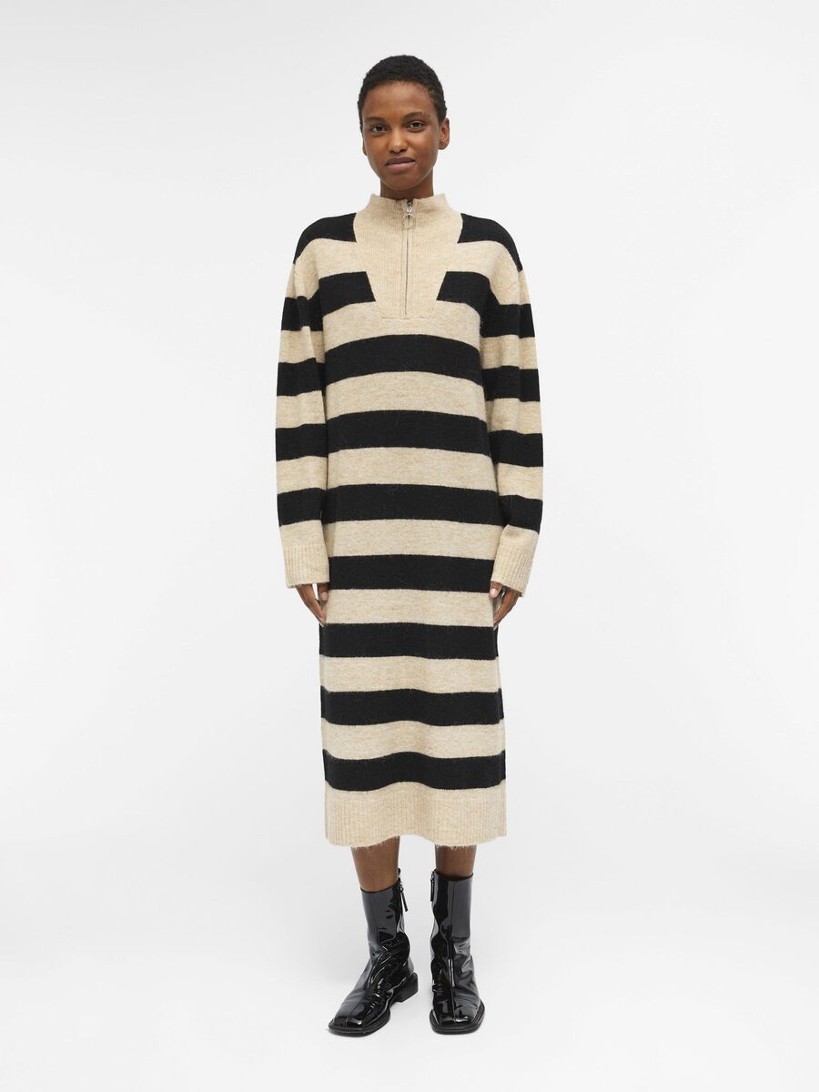 ObjMinna Knit Dress Sandshell Stripes