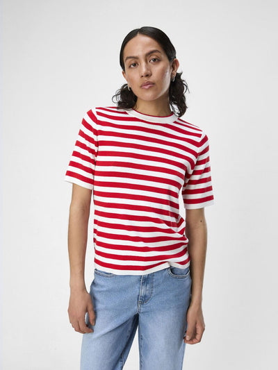 Red and White Striped Knit