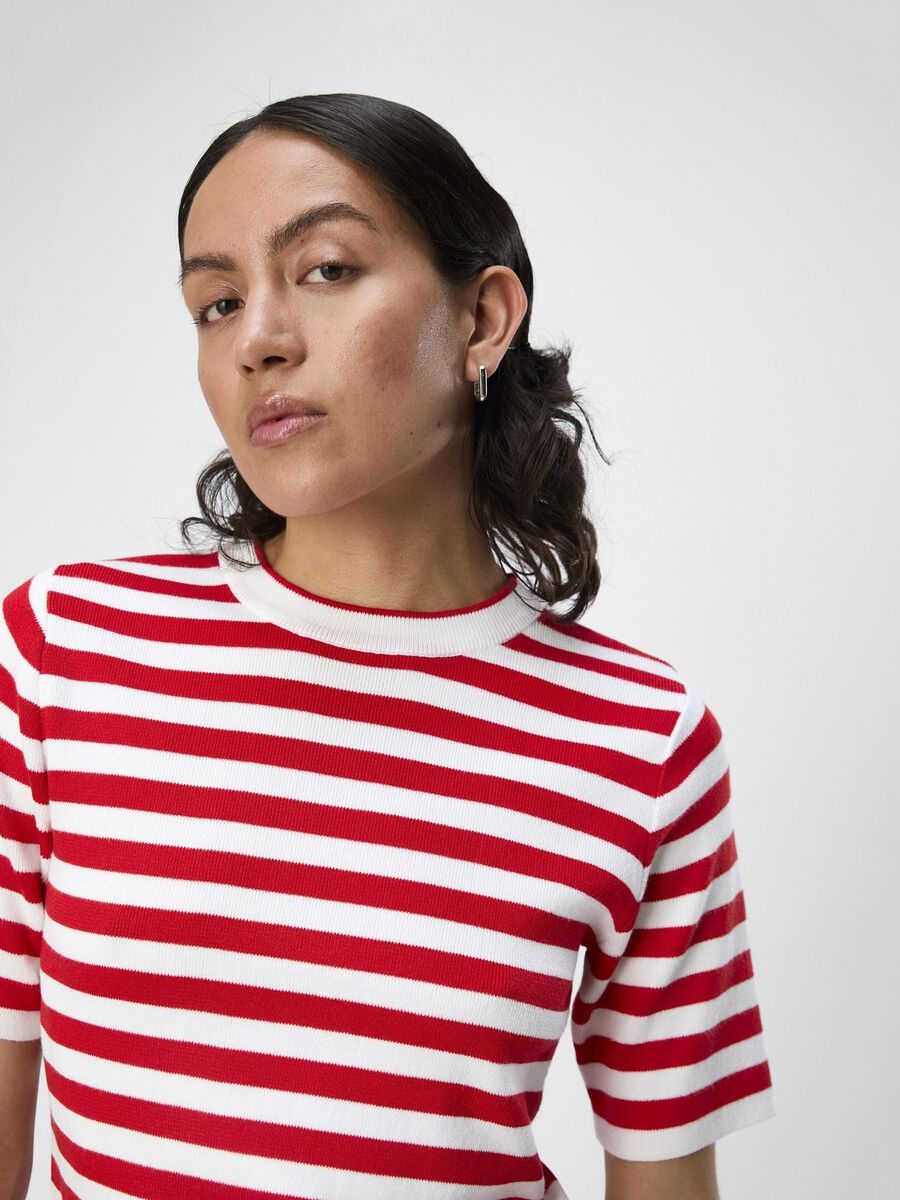 Red Striped Knitted Top