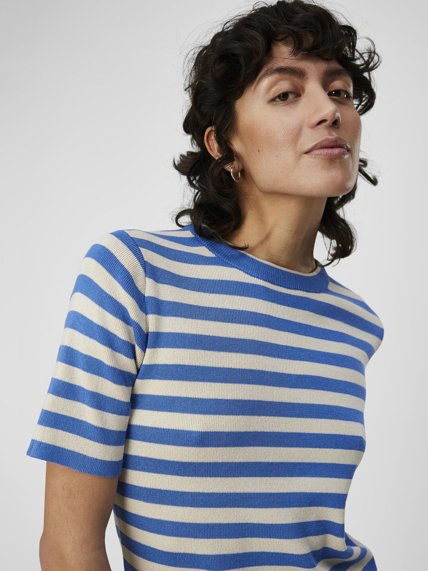 Object SS Knitted Top Blue Stripe
