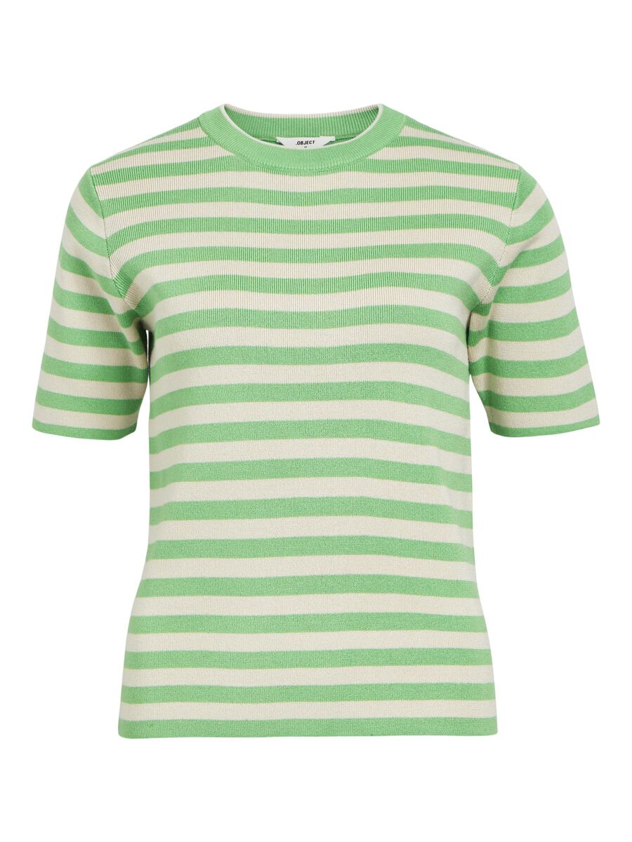 Object Ester Knitted Top Green Stripe