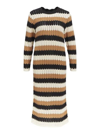 ObjWasi Knit Dress Brown/Black Stripes