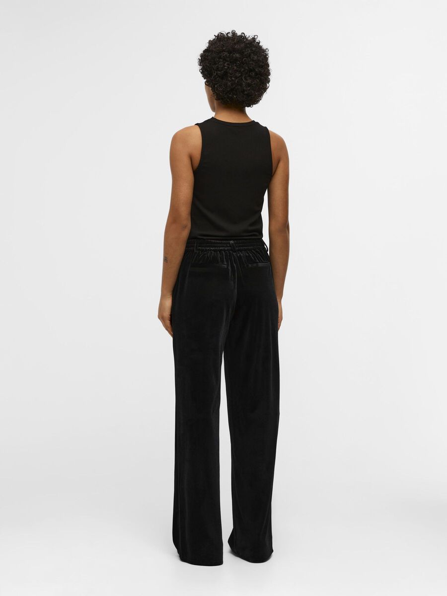 ObjLisa Velvet Wide Trousers Black