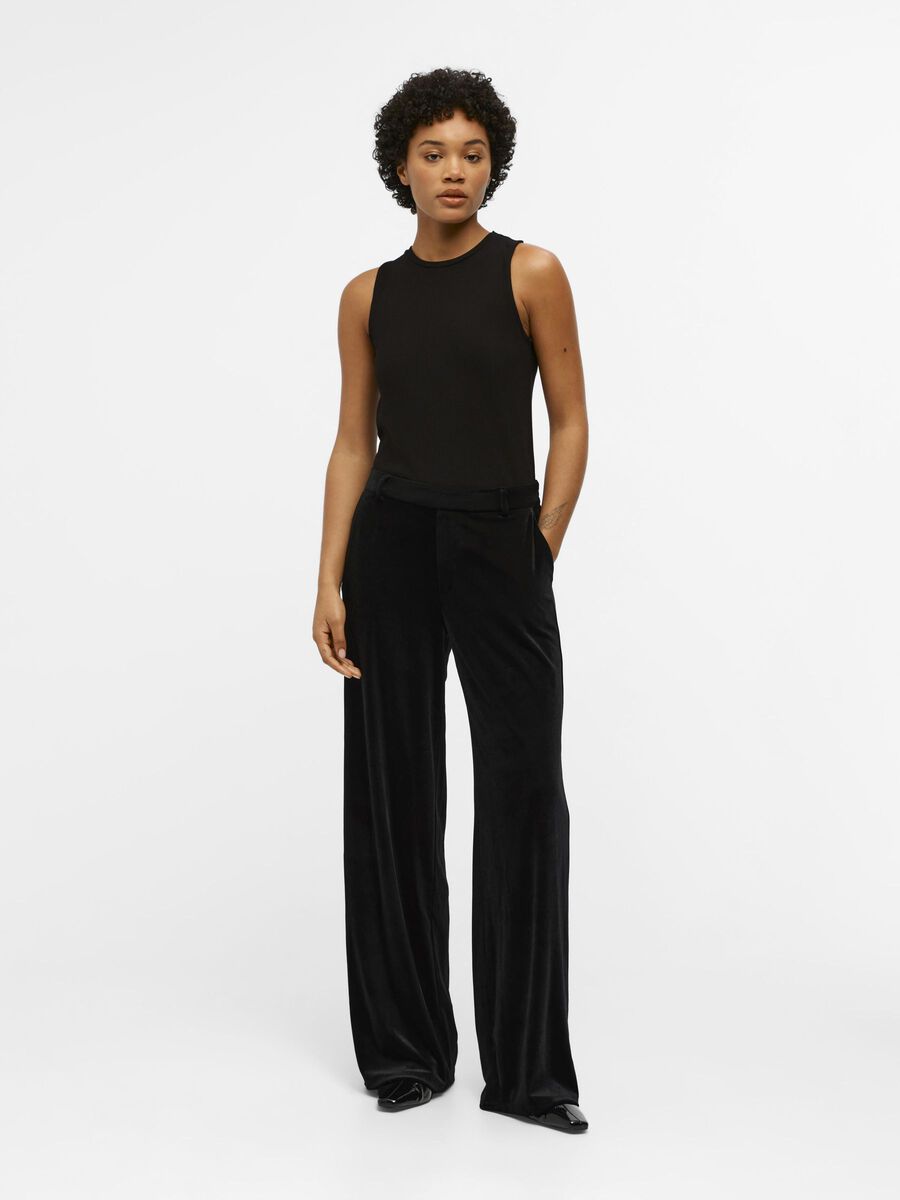 ObjLisa Velvet Wide Trousers Black