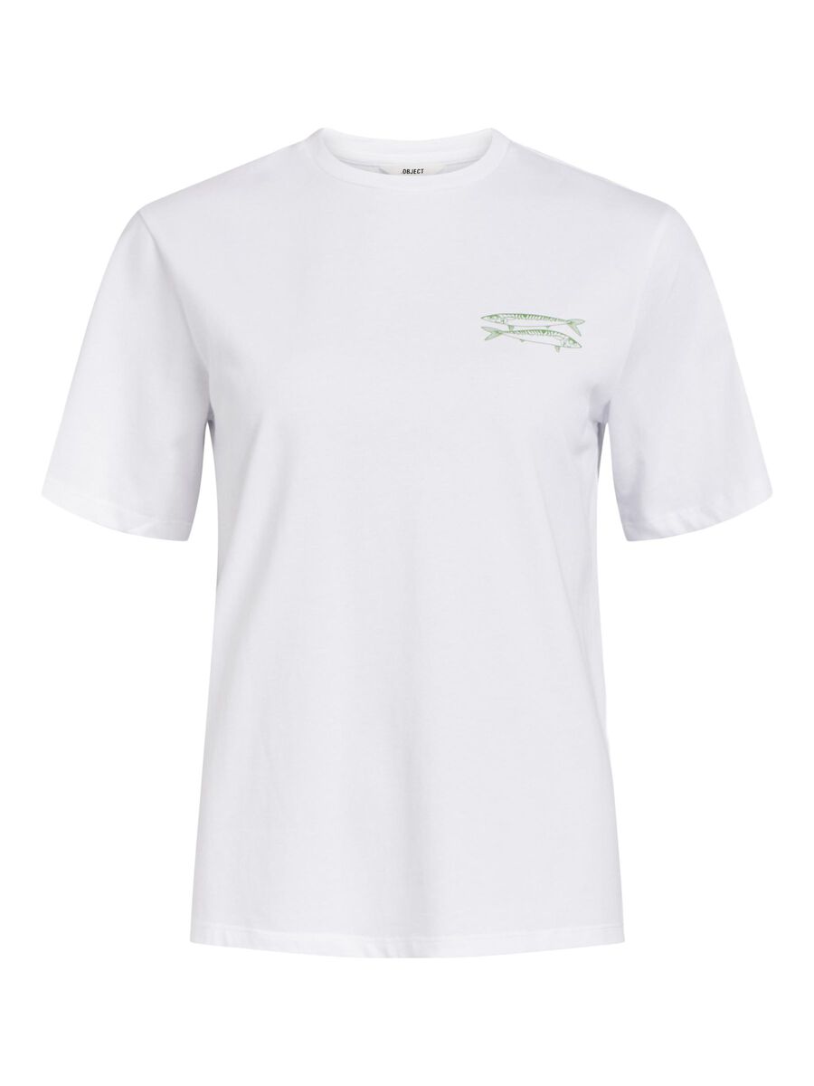 Fish Print White Graphic T-Shirt