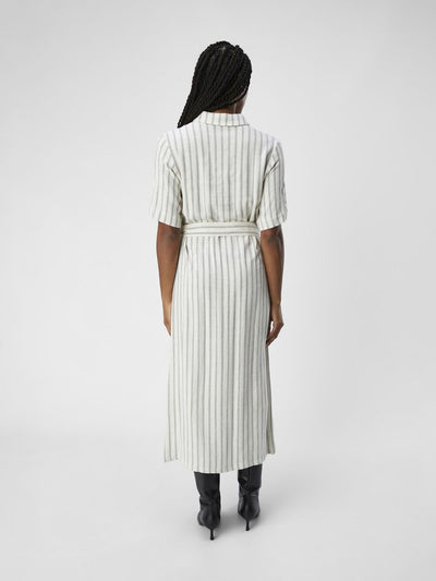 Striped Linen Midi Shirt Dress