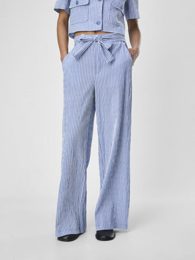 Blue Striped Seersucker Trousers