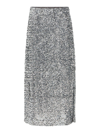 ObjKinne HW Long Skirt Silver