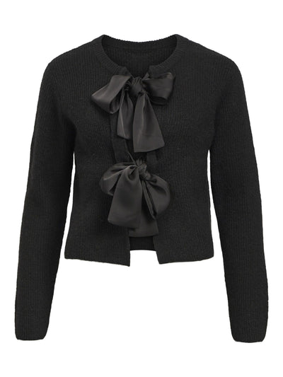 ObjParvi Sateen Bow Cardigan Black