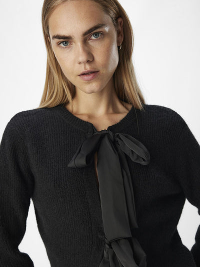 ObjParvi Sateen Bow Cardigan Black