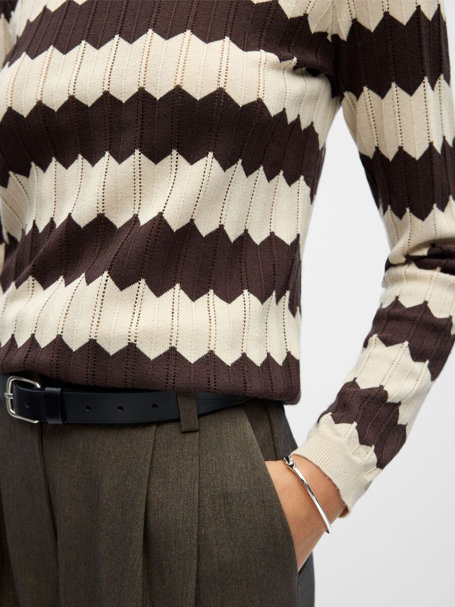 ObjEbba Knit Sandshell/Seal Brown