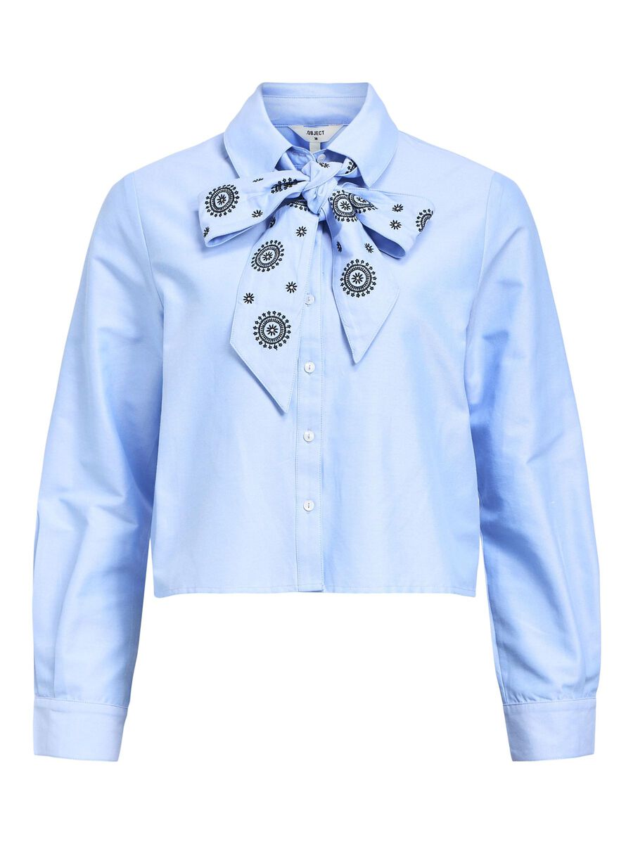 ObjZane Bow Shirt Cornflower Blue Embroidery