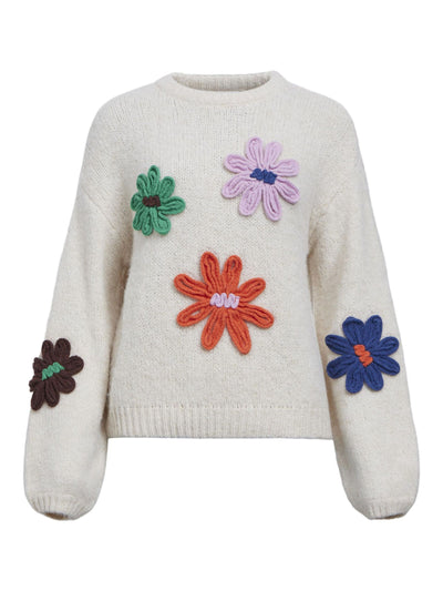 ObjAsh Knit Sandshell Flowers