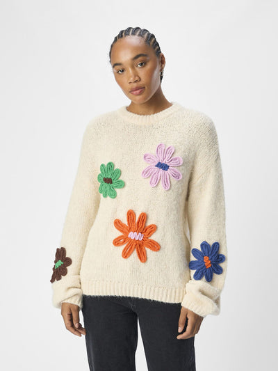 ObjAsh Knit Sandshell Flowers