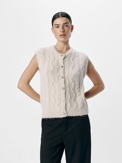 ObjDallas Knit Vest White Sand