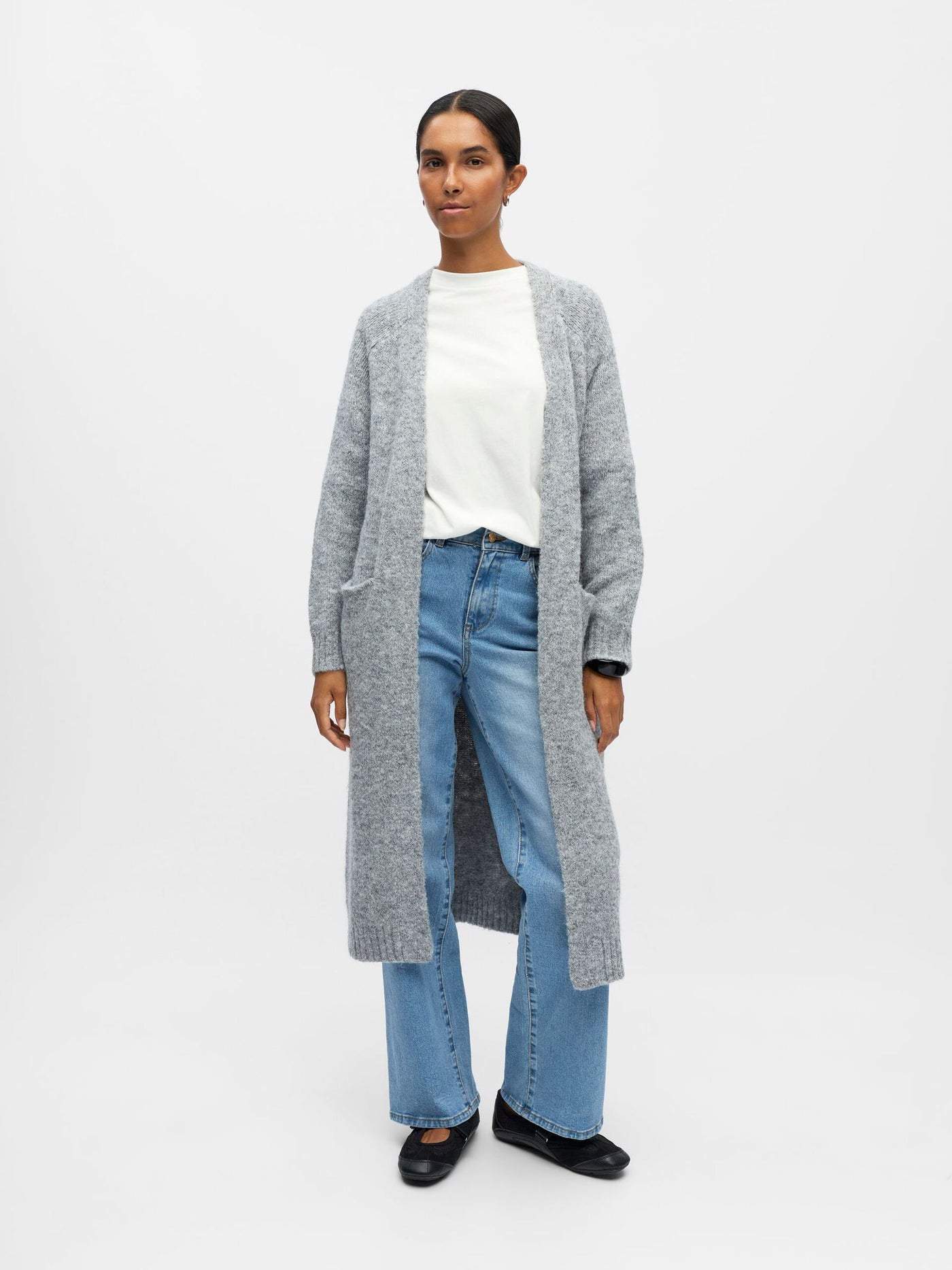 ObjMilu Long Cardigan Medium Grey