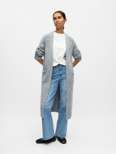 ObjMilu Long Cardigan Medium Grey
