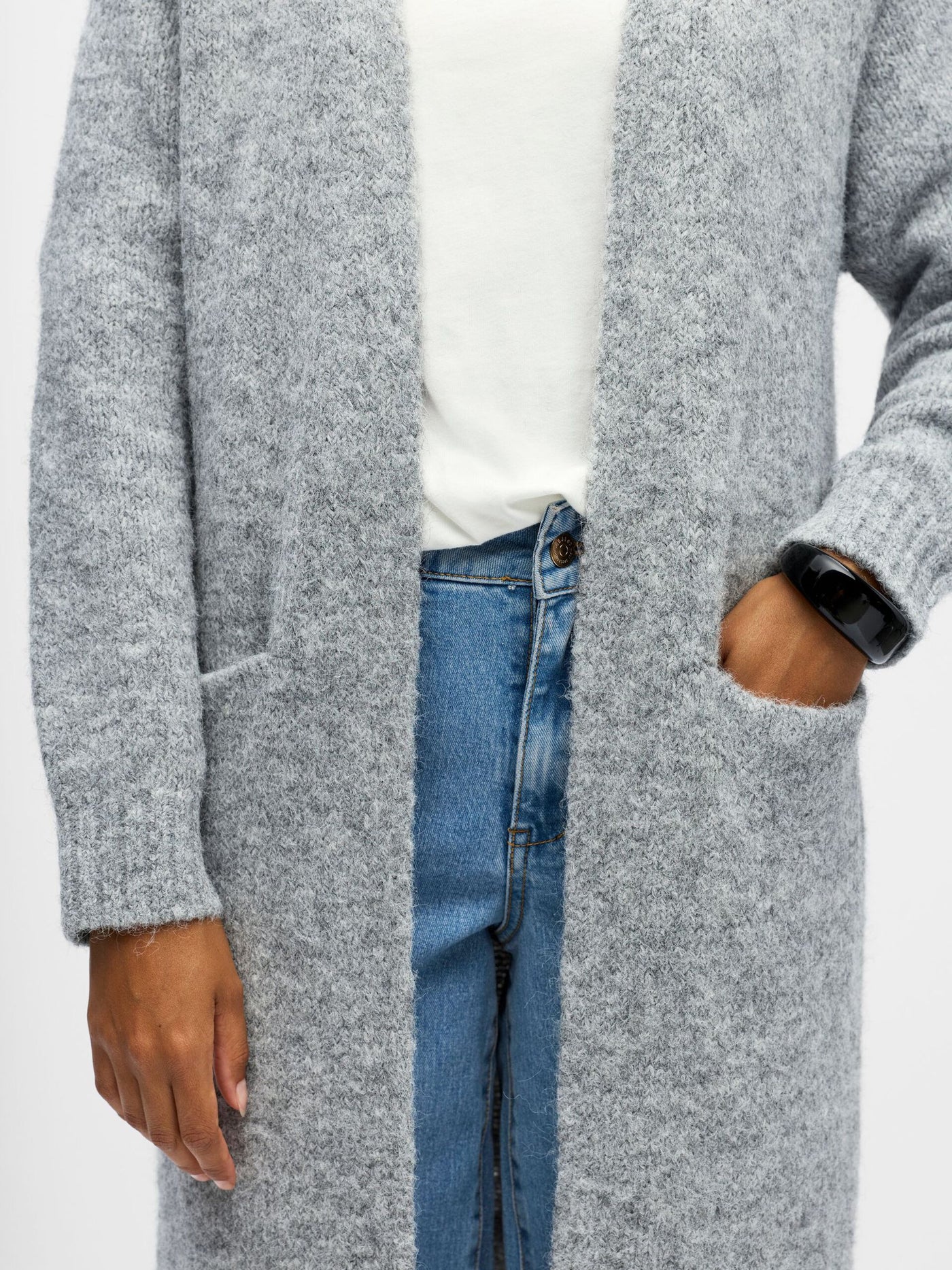 ObjMilu Long Cardigan Medium Grey