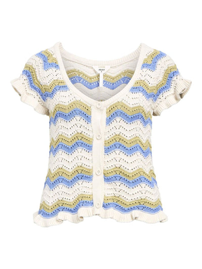 ObjLula Cardigan Stripes Blue/Sage