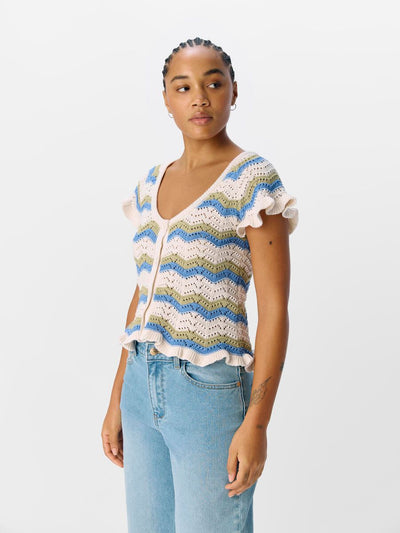 ObjLula Cardigan Stripes Blue/Sage