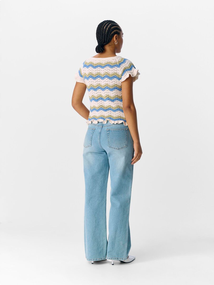 ObjLula Cardigan Stripes Blue/Sage