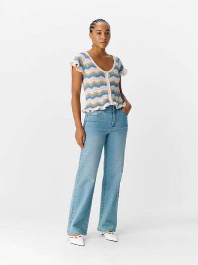 ObjLula Cardigan Stripes Blue/Sage