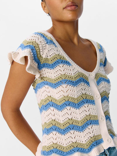 ObjLula Cardigan Stripes Blue/Sage