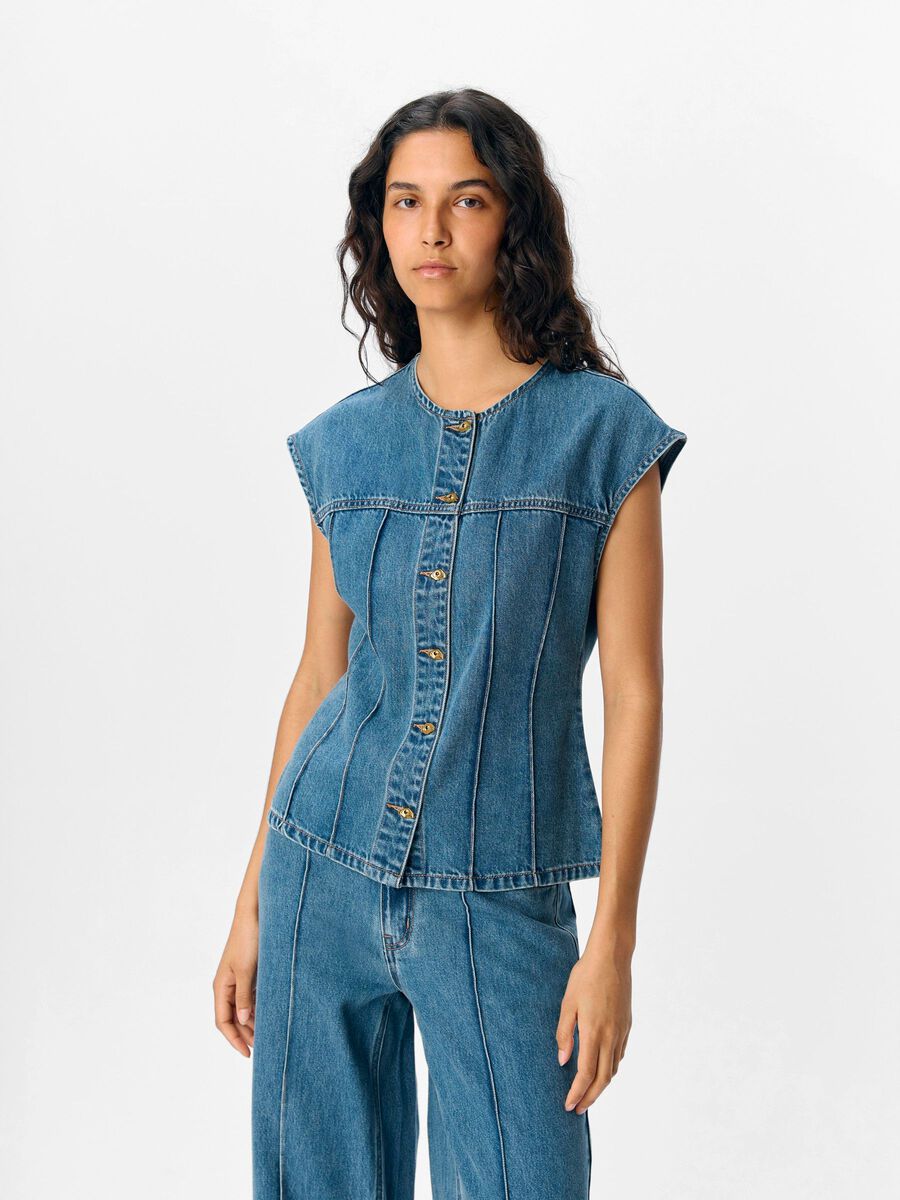ObjDivona Denim Waistcoat Medium Blue