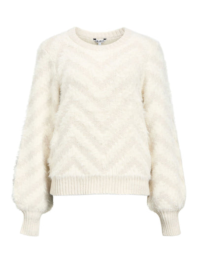 ObjHollow Knit White Sand