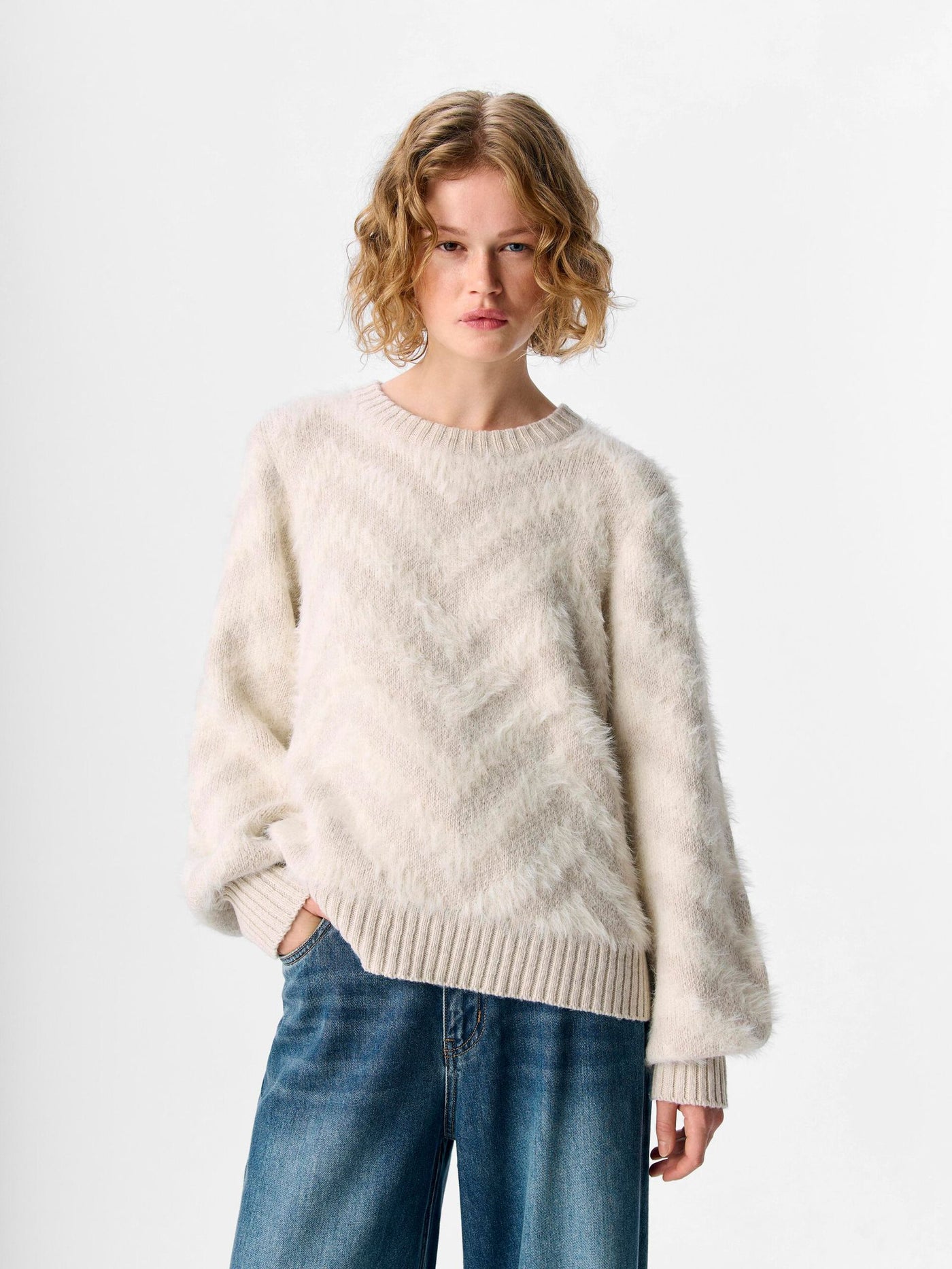 ObjHollow Knit White Sand