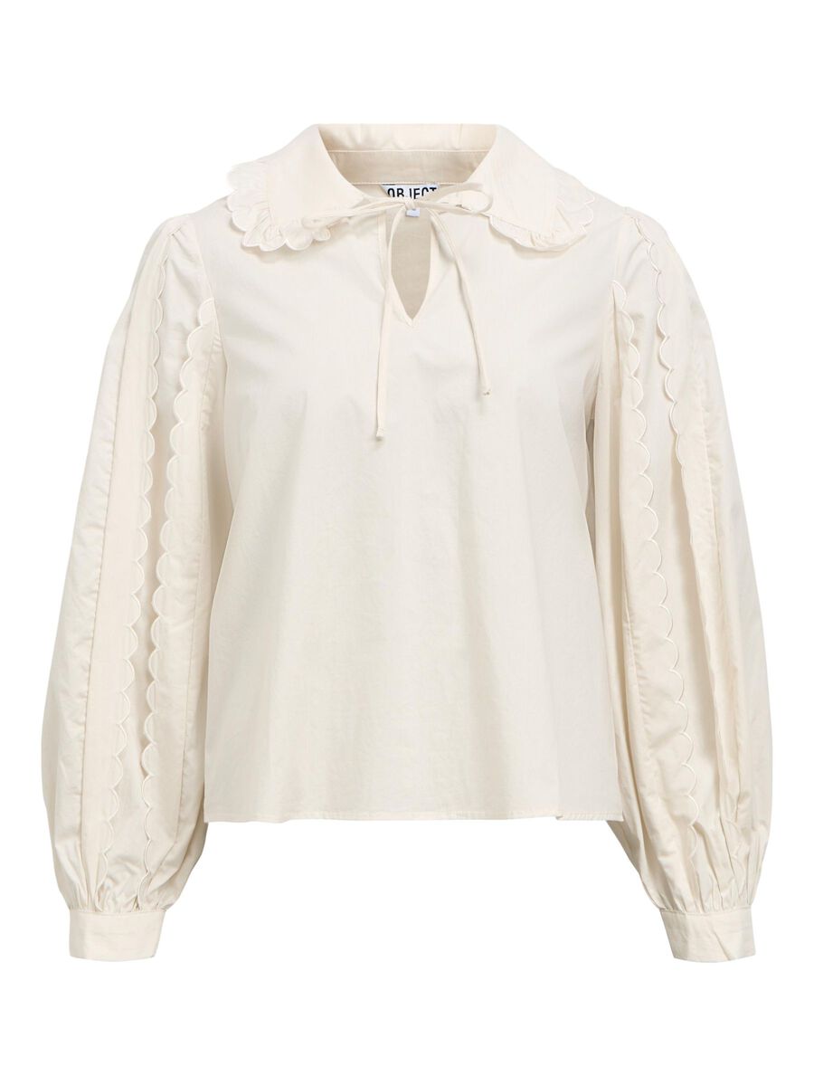 ObjHope L/S V-neck Top White Sand