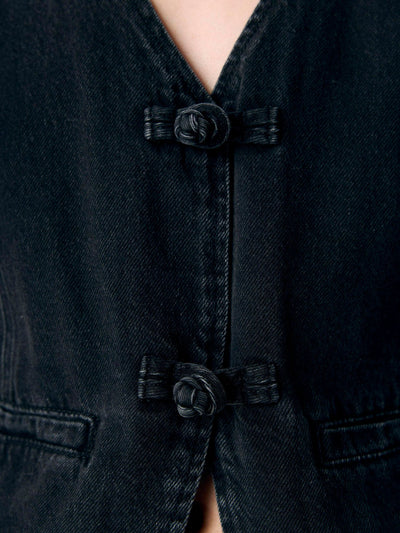 ObjZarafine Denim Waistcoat Black