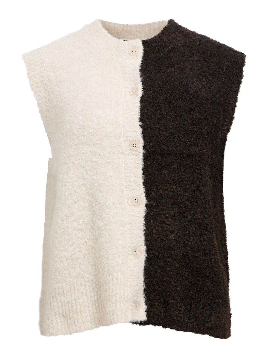 ObjKimia Knit Vest White/Seal Brown