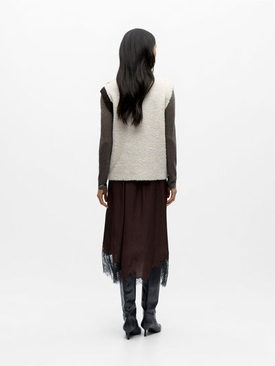 ObjKimia Knit Vest White/Seal Brown