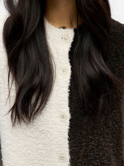 ObjKimia Knit Vest White/Seal Brown