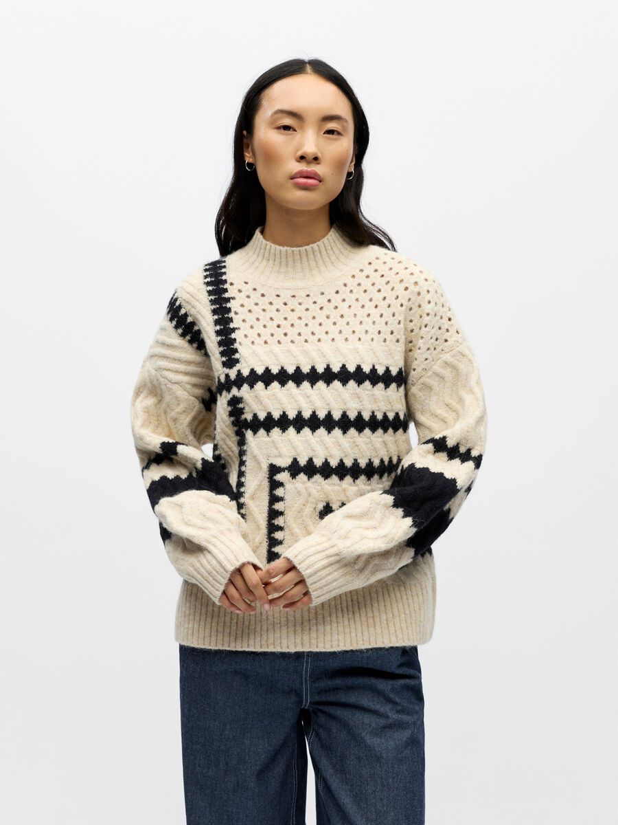 ObjPetrine Knit White Sand/Black