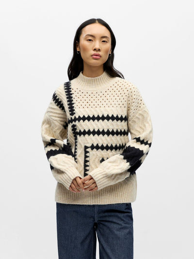 ObjPetrine Knit White Sand/Black