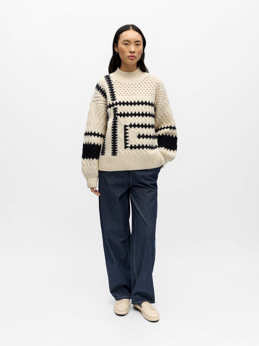 ObjPetrine Knit White Sand/Black