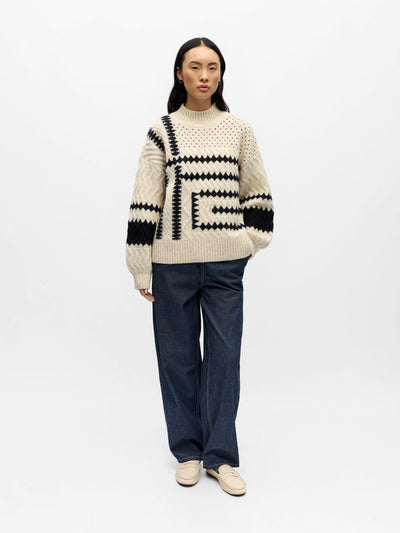 ObjPetrine Knit White Sand/Black