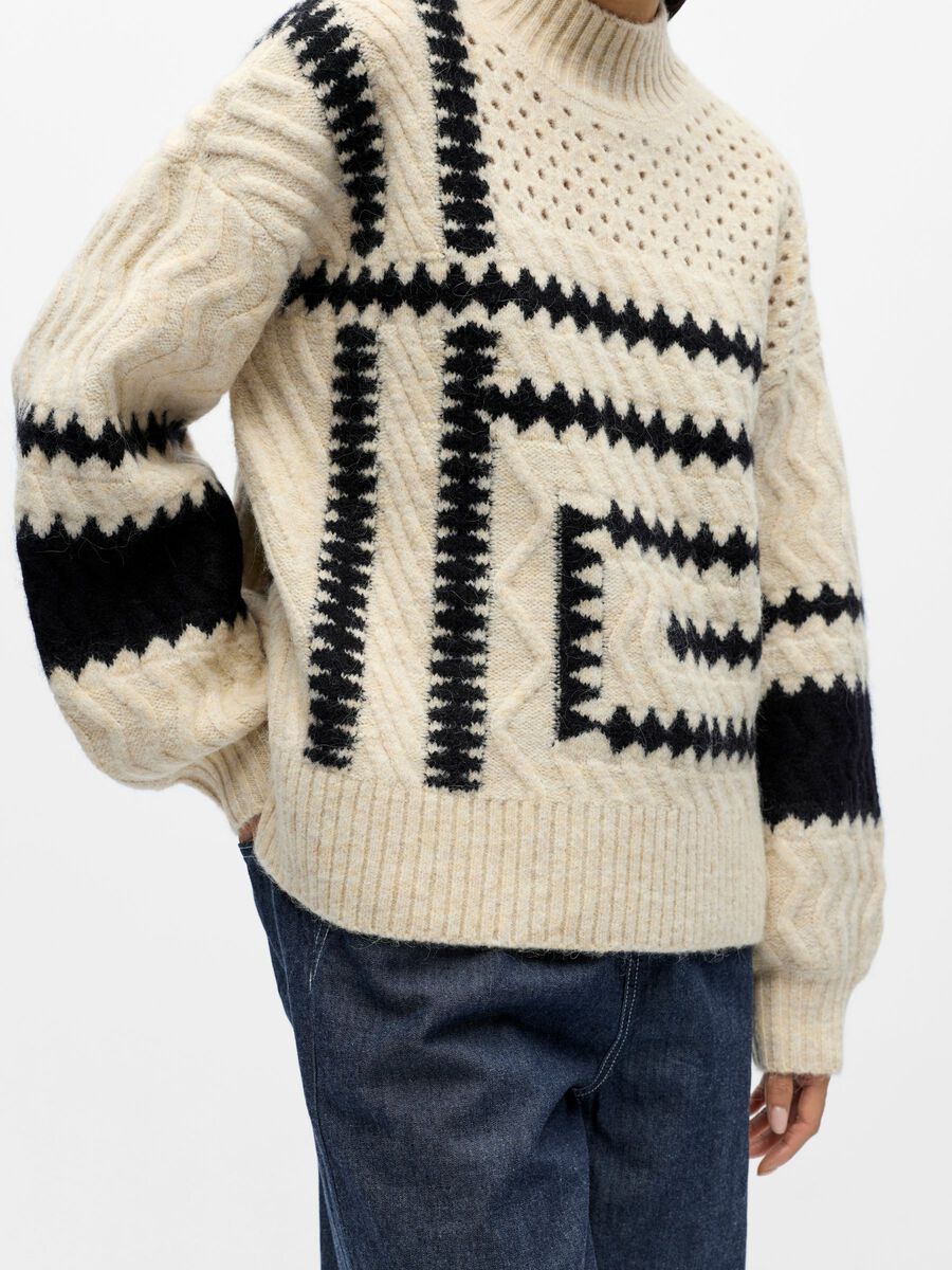 ObjPetrine Knit White Sand/Black