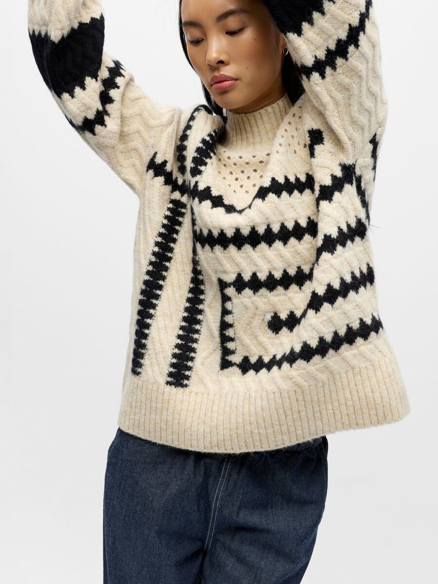ObjPetrine Knit White Sand/Black