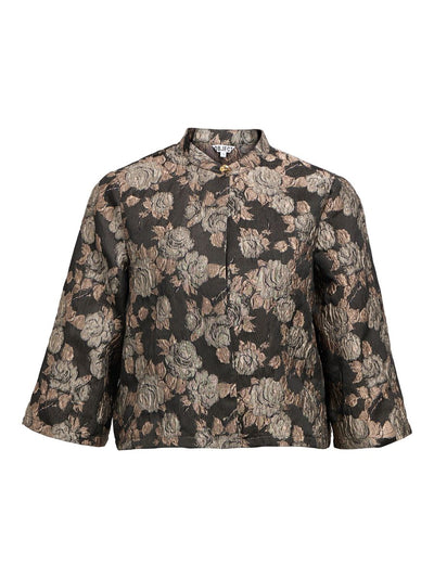 ObjJuna Highneck Shirt Black/Brown Flowers